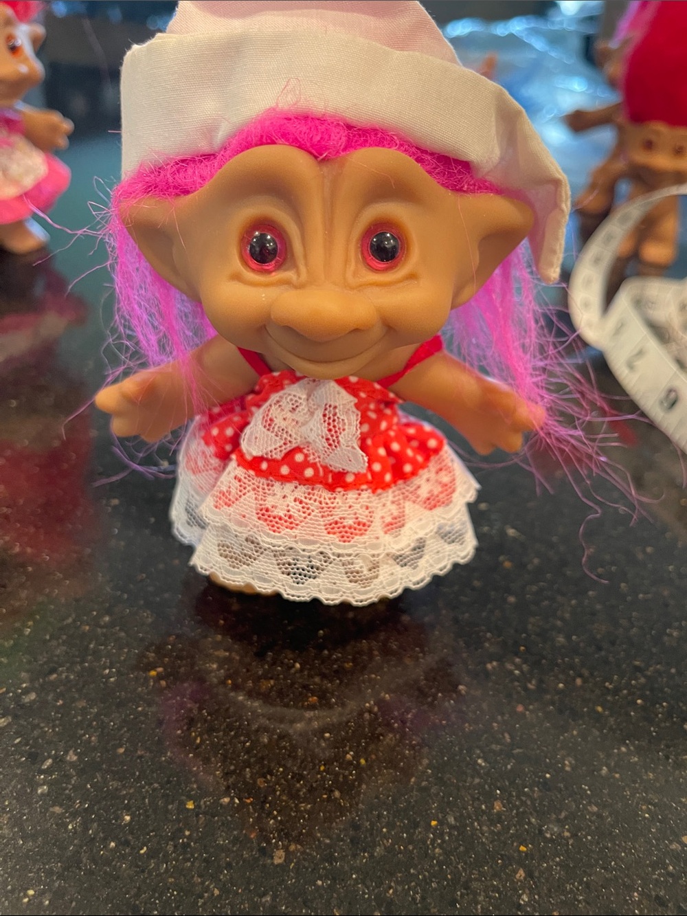 Pink-Haired collector treasure Troll Doll with Red Dress